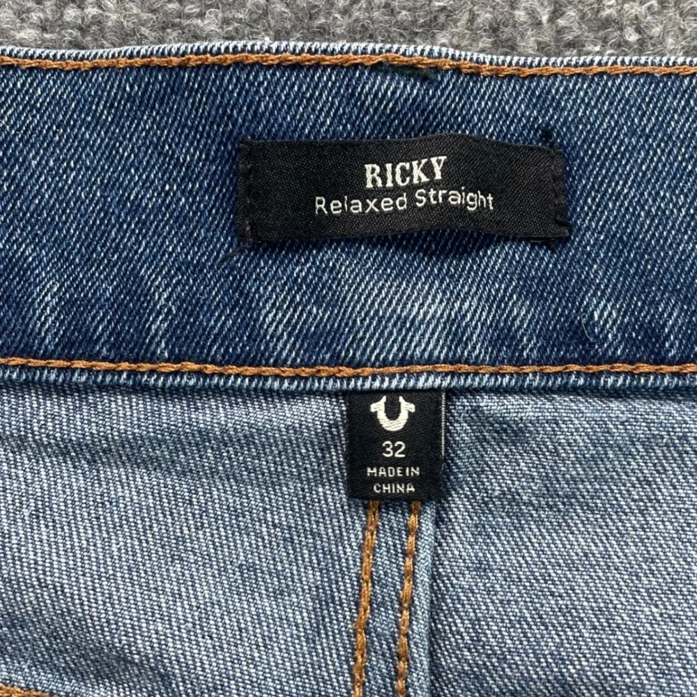 True Religion Ricky Relaxed Straight Jeans Mens 35 Blue Denim Pants